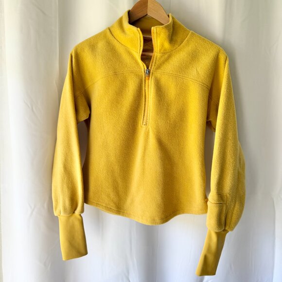 Free People FP Movement Great Heights Fleece 1/2 Zip Pullover Yellow Small - Picture 1 of 13